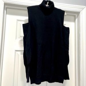 Cold shoulder turtleneck sweater